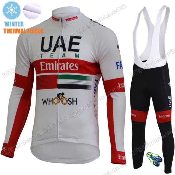 UAE EMIRATES Winter Thermal Fleece Pro Team 2020 Fietskleding Set Wielershirts Lange Mouw+Lange Wielrenbroek Bib BJCNN