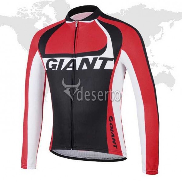 2014 Giant Wielershirt Lange Mouwen Zwart Rood