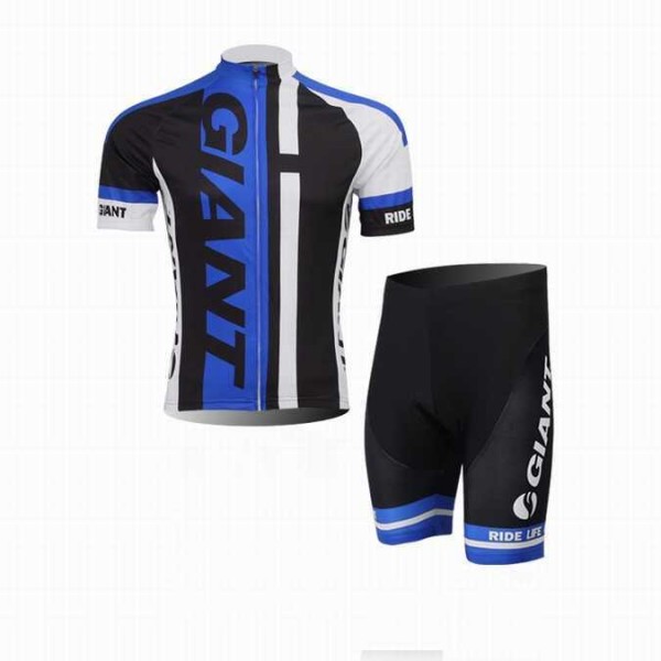 2014 Giant Wielerkleding Set Wielershirts Korte Mouw+Fietsbroek Zwart Blauw