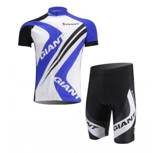 Giant 2014 Wielerkleding Set Set Wielershirts Korte Mouw+Fietsbroek Blauw Wit