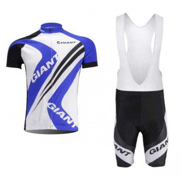 Goedkoop Giant 2014 Fietskleding Set Fietsshirt Met Korte Mouwen+Korte Koersbroek Blauw Wit