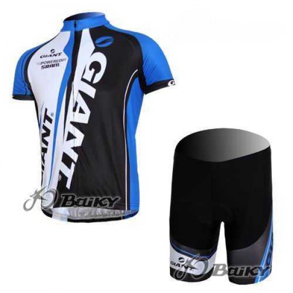 Giant Sram Pro Team Wielerkleding Set Wielershirts Korte+Korte Fietsbroeken Wit Blauw Zwart