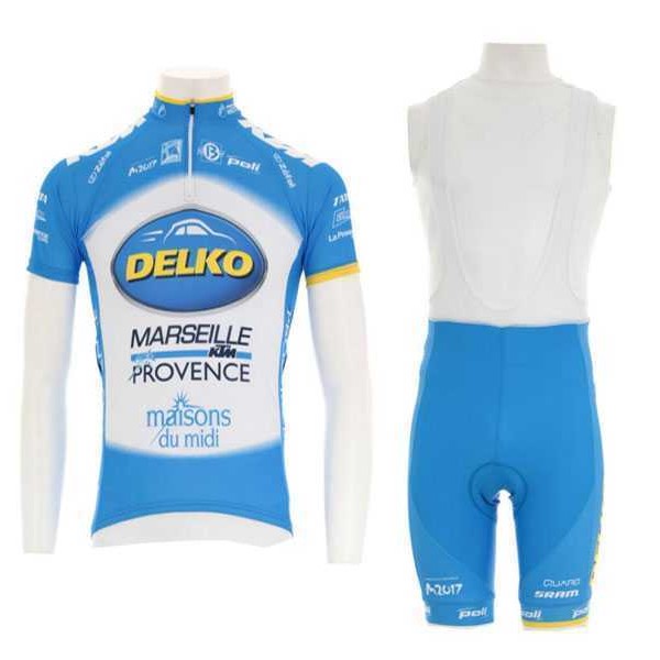 2016 KTM-Delko Marseille Provence Blauw Fietskleding Set Fietsshirt Met Korte Mouwen+Korte Koersbroek