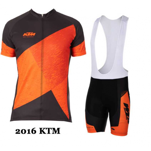 2016 KTM Fietskleding Set Fietsshirt Met Korte Mouwen+Korte Koersbroek Oranje 03