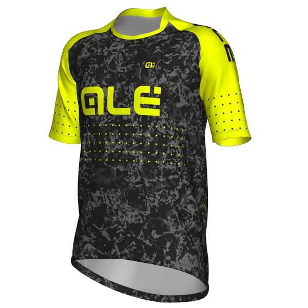 Ale Enduro-Geel Fluo Wielershirt Korte Mouw