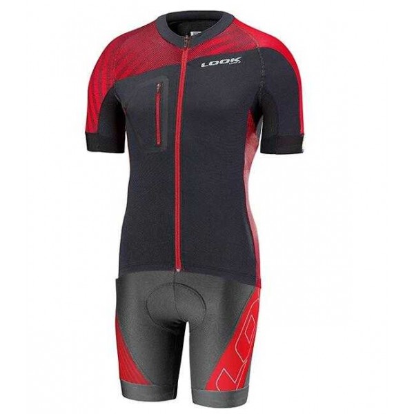 2016 Look Fietskleding Set Fietsshirt Met Korte Mouwen+Korte Koersbroek Rood Zwart