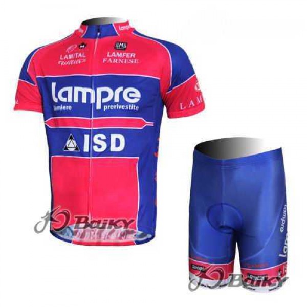 Lampre ISD Pro Team Wielerkleding Set Wielershirts Korte+Korte Fietsbroeken Blauw Roze