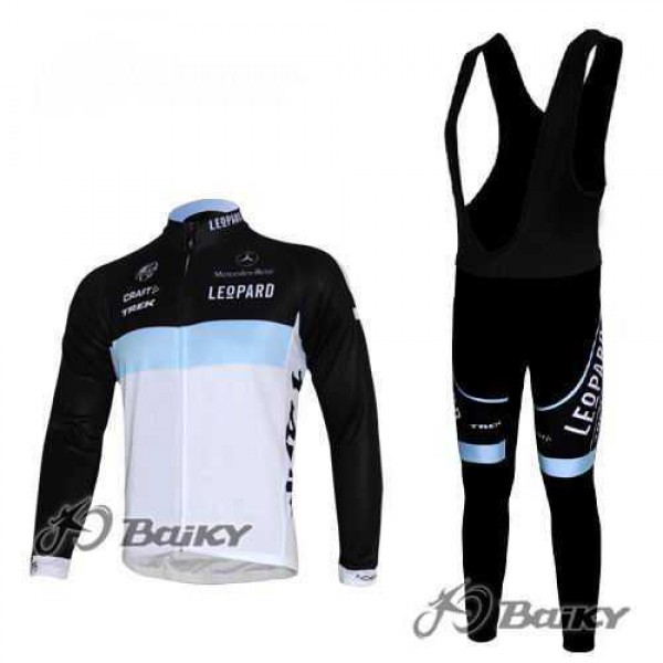 Leopard Trek Pro Team Wielerkleding Set Wielershirts Lange Mouw+Lange Fietsbroeken Bib Wit Zwart