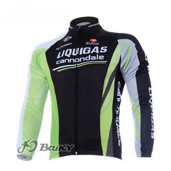 Liquigas Cannondale Pro Team Wielershirts Lange Mouwen Zwart Groen