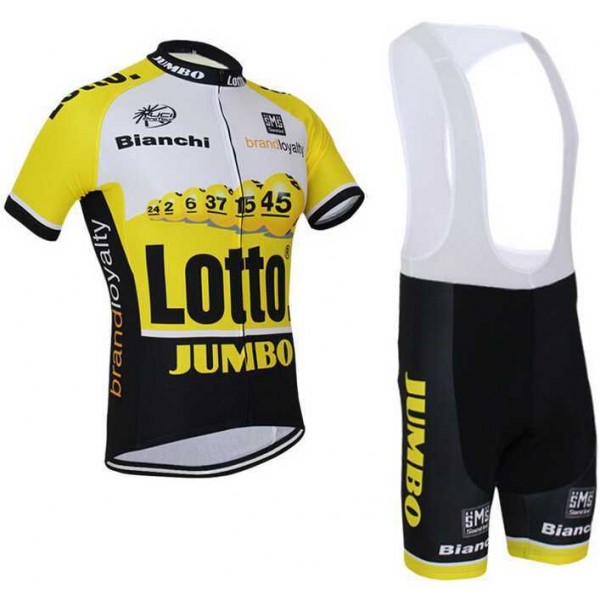 2015 Lotto NL JUMBO Fietskleding Set Fietsshirt Met Korte Mouwen+Korte Koersbroek