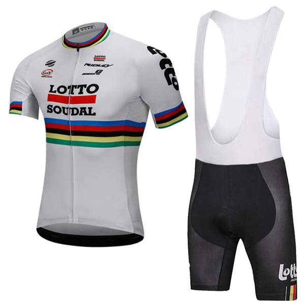 2018 Lotto Soudal Wit Fietskleding Set Wielershirt Korte Mouw+Korte Fietsbroeken Bib