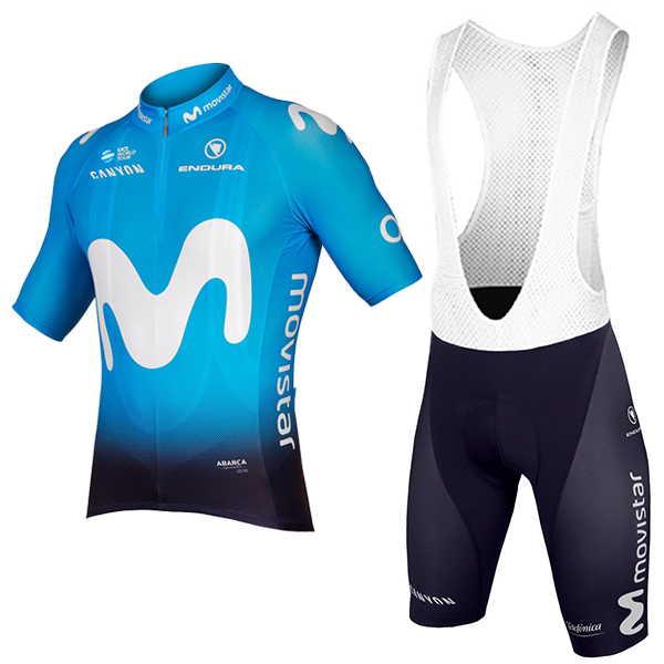 2018 Movistar Team Fietskleding Wielershirt Korte+Korte Fietsbroeken Bib