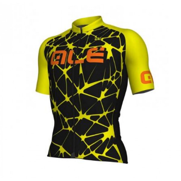 ALE SOLID Cracle Fluo Yellow Wielershirt Korte Mouw