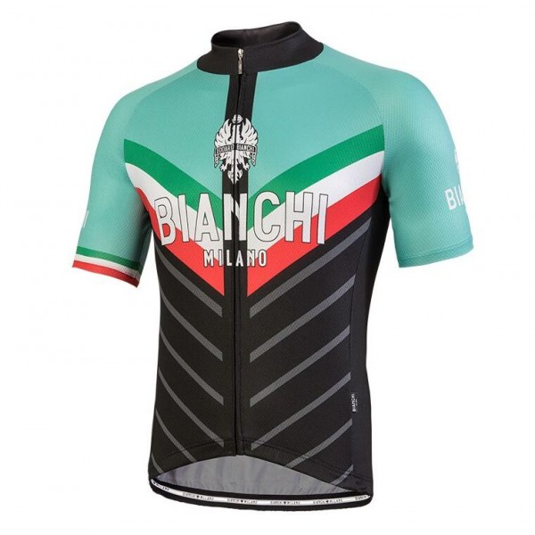 Bianchi Milano Tiera Blue Black Wielershirt Korte Mouwen