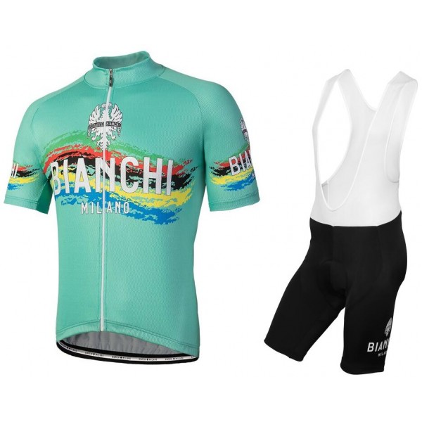 Bianchi Milano Fietskleding Set Wielershirt Korte Mouwen+Korte Fietsbroeken Bib