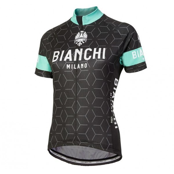 Bianchi Milano Nevola Black Dames Wielershirt Korte Mouwen