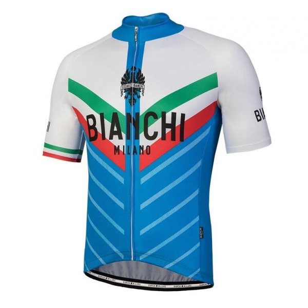 Bianchi Milano Tiera Blue White Wielershirt Korte Mouwen