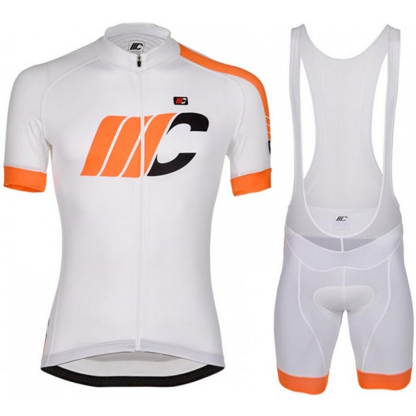 Cipollini Easy Wit Oranje Fietskleding Set Wielershirt Korte Mouw+Korte Fietsbroeken Bib