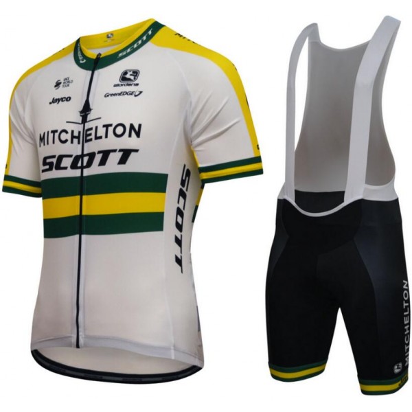 Mitchelton Scott 2018-Australian Champion Fietskleding Set Wielershirt Korte Mouw+Korte Fietsbroeken Bib