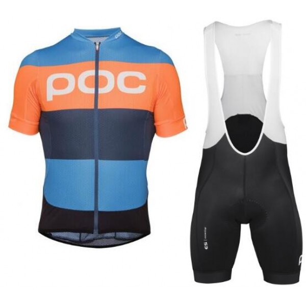 POC Essential Furfural Multi Blue Fietskleding Set Wielershirt Korte Mouwen+Korte Fietsbroeken Bib