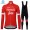 Trek Segafredo 2018 Rood Thermaal Fietskleding Set Wielershirt Lange Mouw+Lange Fietsbroeken Bib