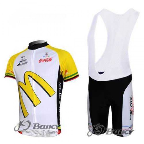 McDonald Legea Pro Team Fietskleding Set Fietsshirt Met Korte Mouwen+Korte Koersbroek Wit Geel