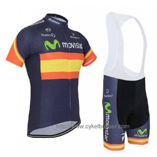 Movistar Teams Spagna Fietskleding Set Fietsshirt Met Korte Mouwen+Korte Koersbroek