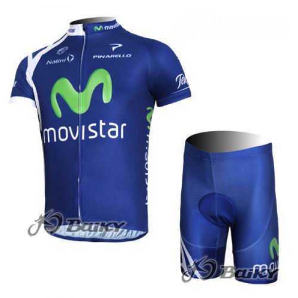 Movistar Teams Wielerkleding Set Wielershirts Korte+Korte Fietsbroeken Blauw