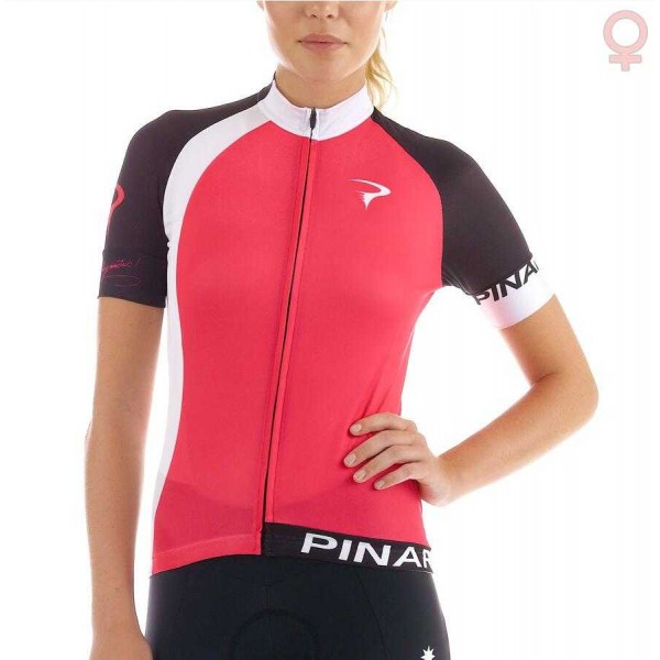 2016 Pinarello Wielershirt Korte Mouw Rood Dames