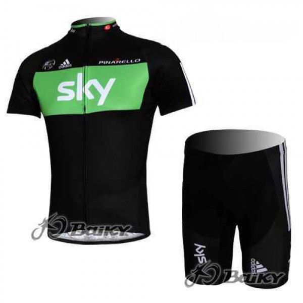 SKY Pro Team Fietskleding Wielershirts Korte+Korte Fietsbroeken Zwart Groen