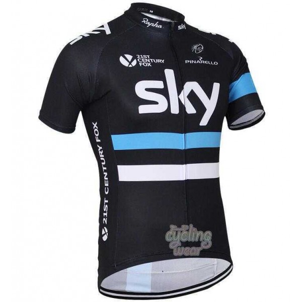 2016 SKY Pro Wielershirt Met Korte Mouwen Zwart Blauw Wit