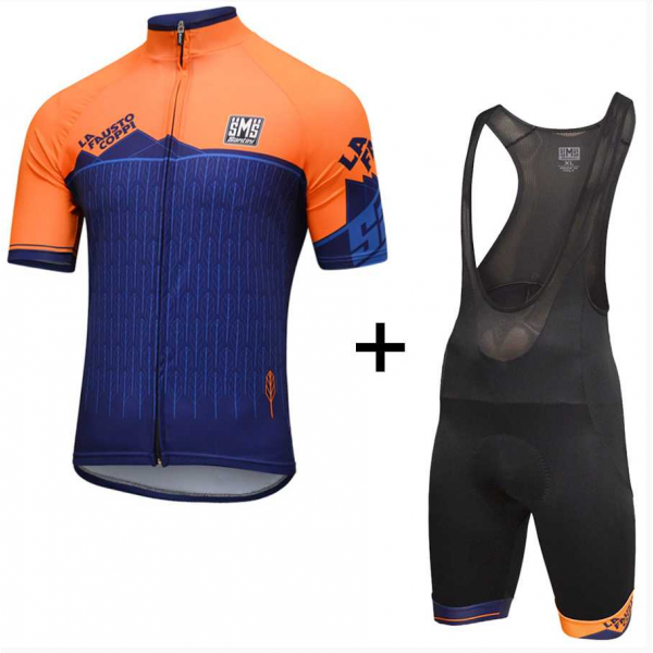 2016 Fietskleding Set Fietsshirt Met Korte Mouwen+Korte Koersbroek Blauw Oranje