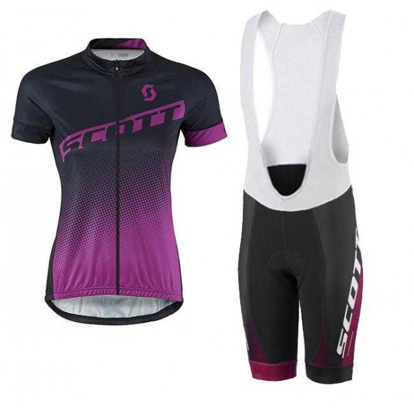 2016-2017 Scott Fietskleding Set Fietsshirt Met Korte Mouwen+Korte Koersbroek Purper Dames