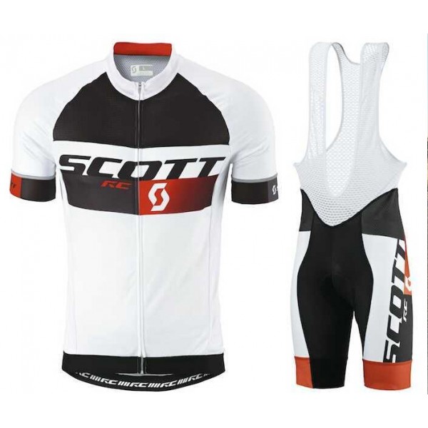 2015 Scott RC Pro Zwart-Wit-Rood Fietskleding Set Fietsshirt Met Korte Mouwen+Korte Koersbroek