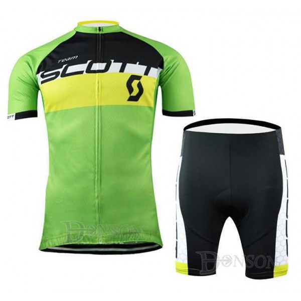 2015 Scott RC Wielerkleding Set Wielershirt Korte Mouwen+Fietsbroek Korte Groen