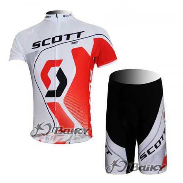 Scott Racing Teams Fietskleding Wielershirts Korte+Korte Fietsbroeken Wit Rood