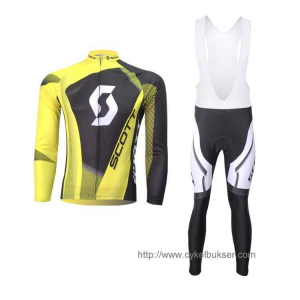 SCOTT RC Pro Wielerkleding Set Wielershirt Lange Mouw+Lange Fietsbroeken Bib Groen Zwart