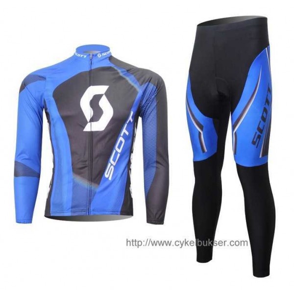 SCOTT RC Pro Wielerkleding Set Wielershirt Lange Mouw+Lange Fietsbroeken Blauw Zwart