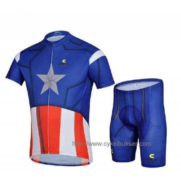 Captain America Wielerkleding Set Wielershirts Korte Mouw+Fietsbroek