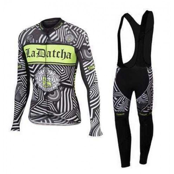 2016 Ladatcha Tinkoff Zebra Wielershirt Lange Mouwen+Lange Fietsbroeken Bib Zwart