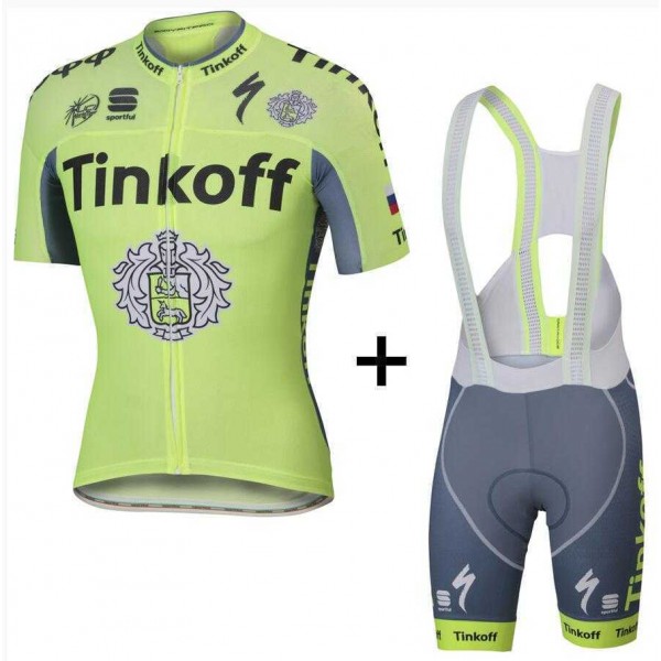 2016 Tinkoff Fietskleding Set Fietsshirt Met Korte Mouwen+Korte Koersbroek Groen