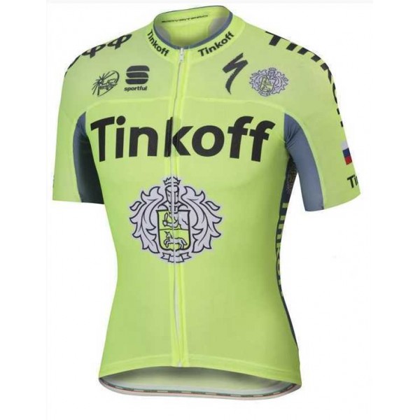 2016 Tinkoff Wielershirt Met Korte Mouwen Lichtgroen