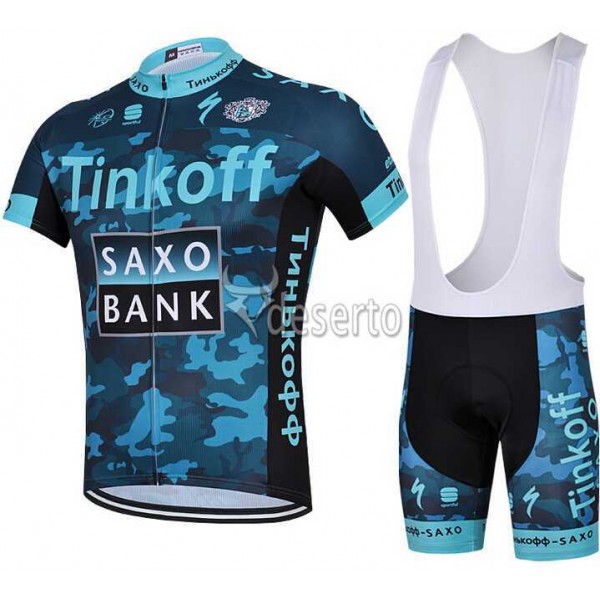 2015 Saxo Bank Tinkoff Fietskleding Set Fietsshirt Met Korte Mouwen+Korte Koersbroek