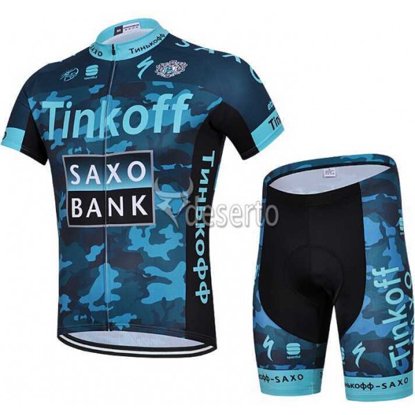 2015 Saxo Bank Tinkoff Fietskleding Korte Mouw+Fiets Broek Camouflage