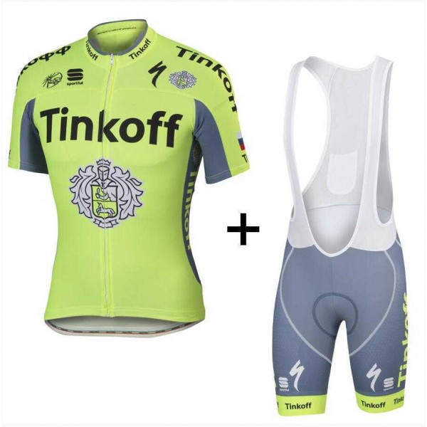 2016 Tinkoff Fietskleding Set Fietsshirt Met Korte Mouwen+Korte Koersbroek