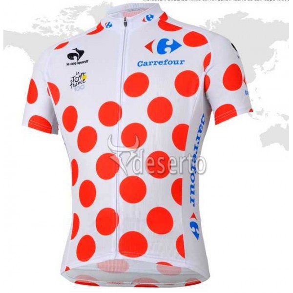 Tour De France Le Coq Sportif Dot-Achtige Wielershirt Met Korte Mouwen