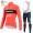 Fietskleding Profteams Winter Fleece Trek Segafredo 2022 Pro Wielerkleding Fietsshirt Lange Mouw+Lange Fietsbroek Bib rood rIb